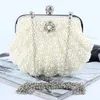 Bolsas de pérola Diamante Rhinestone Luxo Banquete Pacote Puro MANUAL Sacos de Noite de Cetim para Nupcial e Lady Wear Handbags Handbag Bolsas