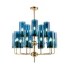 pendant lights glass Postmodern living room chandelier light luxury bedroom lamp creative personality restaurant chandelier blue glass lamps