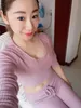 Eur Fashion Sexy Crop Top With Leggings Pants 2 Pcs\Set Solid Knitted High Hip Clothing Tracksuits