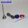 Smoking bong tool kit 10 14 18mm GR2 6in1 Titanium Nail Tools with dabber and carb cap slicone jar for glass oil rigs