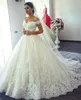 Vestidos de novia ny av axel bröllopsklänningar spets applique court train backless boll kappa bröllop brudklänningar skräddarsydda