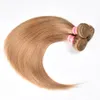 8A PERUVIAN FULL HEAD 4PCS Virgin Human Hair Weft 3 PCS1PCS stängning44 Honey Blonde Color 27 raka mänskliga hårväv med C3537791