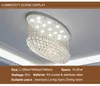 Nowoczesny owalny LED K9 Kryształowy oświetlenie Rain Kryształy Kryształy Sufitowe światła do salonu Sypialnia Willa Lampa Kuchnia L31 "* W12" * H24 "
