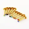 Filettato internamente Tiny Gem Labret Lip Bar Monroe Tragus Stud Helix Lip Ring Arcobaleno Cartilagine Ear 100pcs Body Jewelry2093