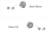 Dames Authentieke 925 Sterling Silver Earring Logo Signature met Crystal Stud Earrings for Women Compatibel met Pandora Sieraden