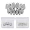 Hip Hop Classic Teeth Grills Golde Color Plated CZ Micro Pave Exclusive Top Bottom Gold Grillz Set241c