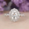 Fashionabla 14k vitguld diamant oval jord dime vigselring vigsel ring kärlek diamant ring storlek 6-10