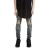 Mens Slim Fit Ripped Skinny Jeans Fashion Designer Distressed Denim Black Joggers Genou Trous Washed Destroyed Jeans Stretch Biker Trousres