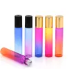 10 ml gradiënt kleur etherische olieloller fles glazen roller ballen parfums lip balsems glas roll op fles F1671