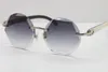 Hochwertige C-Dekoration, schwarze Mischung, weiße Büffelhorn-Sonnenbrille, 8200311, randlose Sonnenbrille, Unisex, limitierte Auflage, Modemarke, Brillen, Modeaccessoires