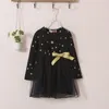 아기 소녀 스타 드레스 어린이 긴 소매 활 레이스 얇은 공주 드레스 봄 가을 키즈 의류 C5471