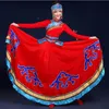 Abito lungo rosso Abito mongolo Abiti da ballo tradizionali Abiti classici per spettacoli teatrali Costumi da ballo cinesi per cantanti