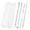 High Quality Blackhead Remover Tool Kit 4 Pcs Blackhead Whitehead Blemish Acne Removal Tools Antibacterial Coating Handle