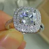 2016 fashion ring new style Cushion cut 4ct 5A Zircon stone 925 sterling silver Engagement Wedding band Ring for women Sz 5-10