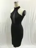 Abiti casual 2021 Estate senza maniche Midi Vestito aderente Backless Sexy Women Club Wear Elegante Mesh Party Nero S-XL1