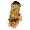 360 Lace Front Human Hair Wigs 1B 27 Ombre Blondynka Ciało Fala 130% Gęstość Brazylijski Remy Human Hair Pre-Zieszany Włęga Koronkowa Peruka Czołowa