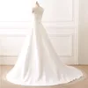 Nouvelle robe Simple et élégante, col rond, avec Appliques, ligne A, en Tulle, longue, robes de mariée pour femmes, robe de mariée HY4238