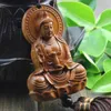 Bois Sculpture Bouddha Perles Bouddhisme Chinois Halloween cadeaux Shakyamuni Statue Sculpture Amulette Pendentif De Voiture Netsuke AHJ004