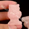 10Pcs Hand Carved Natural Rose Quartz Owl Display Decor Realistic Gemstone Pink Crystal Animal Carving Collectible Owl Figurine Decoration