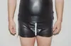 Men's Faux Leather Short Sleeve Tops and Shorts Underwear Sexy Lingerie 2 Piece Set Men Clubwear Nightclub Erotic Lingeries S18101509