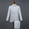 (سترة + بنطلون) بدلة رسمية للذكور بدلة سوداء بيضاء لامعة دايموند بدلة قطعتين تستضيف المغني راقصة ماستر لأزياء الزفاف