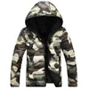 Gros-Mens Camouflage Vestes Hiver Hoodies réversible Double Face Vêtements Slim Vestes À Capuchon Manteaux Armée Vert / Rouge / Bleu 3XL