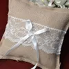 Wedding Ring Pillow Cushion Vintage Burlap Lace Decoration For Bridal Party Ceremony Pocket MYDING226e