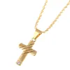 Cubic Zirconia Cross Pendant Halsband Guld Mode Smycken Hängande Kedja Present