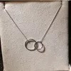 Classical Infinity Double Circle PendantLuxury Jewelry Soild 100% 925 Sterling Silver Eternity Party Clavicle Chain Necklace For Women Gift