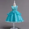 2018 Childrens cor-de-rosa flores noite princesa vestidos crianças festa roupas bebê meninas elegante roupas criança vestido vestido de bola para 110-160cm