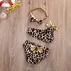 Conjunto de biquíni leopardo para meninas, roupa de banho com 3 peças para crianças e bebês 4760291