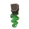 1B/зеленый омбре малайзийский девственницы боди-Вэйв человеческих волос ткет 3Bundles с 4x4 два тона зеленый омбре кружева перед закрытием 4 шт. Много