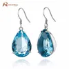 Ethnic Long Dangle Earrings Created Aquamarine Stone Handmade Statement Earring For Women 925 Silver Jewelry Ear Drops