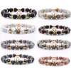 Braccialetti di roccia vulcanica 8mm Perline yoga Perline fatte a mano intarsiato Zircone Corona Bracciale in pietra naturale Braccialetto Gioielli di moda Kimter-H800F Z