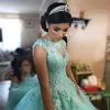 Lichtblauwe baljurk prinses quinceanera jurken cap mouwen appliques vestidos de 16 anos puffy tuLle prom jurken aangepaste ontwerper hy304