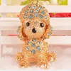 Adorável poodle cristal strass bolsa de metal pingente cachorro chaveiro chaveiro para carro bolsa de mão pingente chaveiros presente para crianças