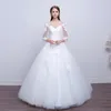 Custom Made Plus Size Wedding Dresses Ball Gown Off the Shoulder White,Ivory Bridal Gowns Sheer with Applique Three Quarter Sleeves