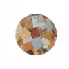 Coffee color background geometric pattern design round rug for bedroom living room coffee table, computer chair floor mat