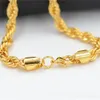 Uodesign Hiphop Mens 24K Yellow Golden French Rope Chain Necklace 75cm Long Hip Hop Necklace