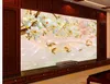 Panneau mural papier peint coloré sculpté magnolia fond mur peinture décorative Art Mural pour salon grande peinture décor à la maison