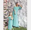 Mama und ich Kleider Familie passende Kleidung Mutter und Tochter Kleider Familienlook Kinder Mädchen Halbarm Kleid Outfits Ballkleid 6 Farben