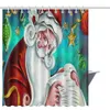 クリスマスの装飾シャワーカーテンサンタクロース雪だるまの防水3Dプリントバスルームシャワーカーテン12フックホーム装飾Xmas5931110
