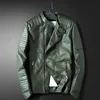 Wholesale  -  Ledingsenメンズブルーオートバイレザージャケット男性スリムフィットレッドカジュアルジャケットコート秋冬革服Windbreaker1