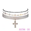 3pcs mode kvinnor rhinestone cross pendants gothic stil sammet colar choker halsor smycken collier femme a0796