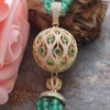 Charmiga 3strands Green Jade White Freshwater Pearl Necklace Micro Inlay Zircon Accessories Jade Tassel Pendant Long 84 cm