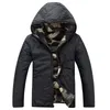 Gros-Mens Camouflage Vestes Hiver Hoodies réversible Double Face Vêtements Slim Vestes À Capuchon Manteaux Armée Vert / Rouge / Bleu 3XL