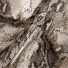 Mulheres Snake Dress Animal Impressão Meia Cintura Alta Cintura Sexy V Neck Joelho-Comprimento Split Street Estilo Vestidos De Partido Elegante