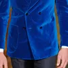 Dwuczęściowy królewski niebieski aksamitne wieczorne imprezy garnitury 2018 Classic Style podwójnie piersi ślubny Tuxedos Kurtka Czarne spodnie1832259