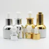 30ml Pusta Refillable Excscale Pearl White Glass Bottle Cosmetics Essential Oil Cosmetics Słoju Pojemnik Fiolka z szklanym pipetowym kroplomierzem