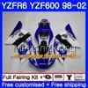 Body For YAMAHA full Blue Go !!!! YZF R6 98 YZF600 YZFR6 98 99 00 01 02 230HM.22 YZF 600 YZF-R600 YZF-R6 1998 1999 2000 2001 2002 Owiewki
